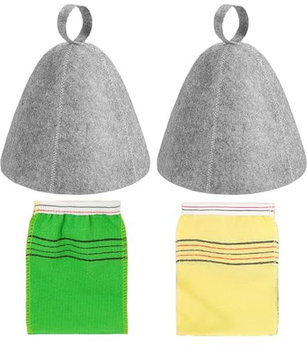 2 Pezzi Di Cappello Di Sauna Grigio, 2 Pezzi Di Asciugamano Da Bagno Di Sauna, Cappello Di Sauna In Tessuto In Feltro Assorbente, Semplice Cappuccio Per La Cura Dei Capelli.