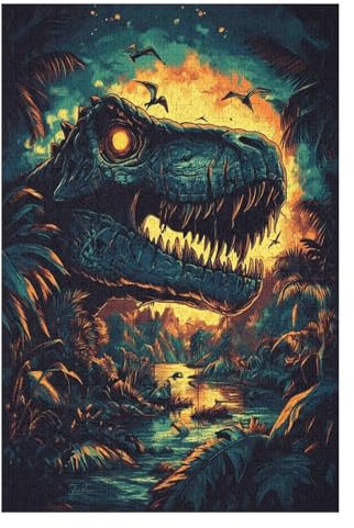 Jurassic World Puzzle 1000 Teile Papierbildpuzzle Familiendekorationen Einzigartige Geschenke für Kinder 26 * 38 cm