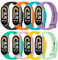 YLK 8 Pezzi Cinturini per Xiaomi Mi Band 9/8/10, Cinturino Silicone di Morbido Traspirante Solo per Xiaomi Mi Band 8/9/10 per Donna e Uomo (APack)