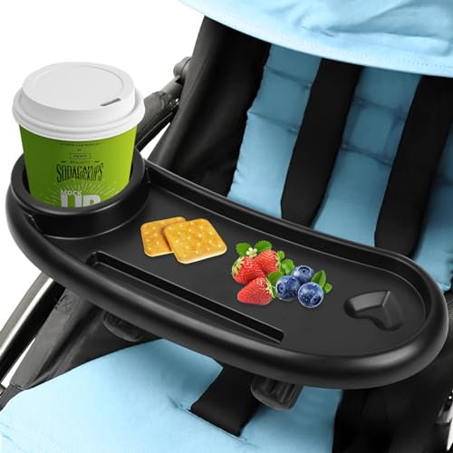 Vassoio per Snack per Passeggino Universale 3 in 1, Rimovibile Vassoio per Snack con Portabicchieri, Organizer Passeggino Adatto a Attività All'Aperto,per Neonati e Bambini