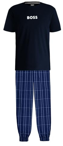 BOSS Men's Easy Long Set Tshirt 10269540 Pajama, Medium Blue 423, XL