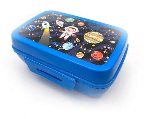 Fackelmann Lunch Box Rettangolare Space 2.2L - Portapranzo Grande Bambini in PP con Clip - Ideale Scuola, Pic-nic - Contenitore per merenda, Lavare a Mano, 20x13x8,5 cm