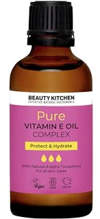 Beauty Kitchen - 100% Pure Vitamin E Oil Complex - D-alpha Tocopherol from Non-GMO Soybean - Antioxidant-Rich Natural Blend with Rosehip, Calendula and Jojoba Oil - 50ml