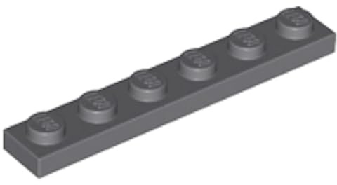 LEGO Plate 1x6, Part Number 3666 (Dark Bluish Gray, 10, Bricks)