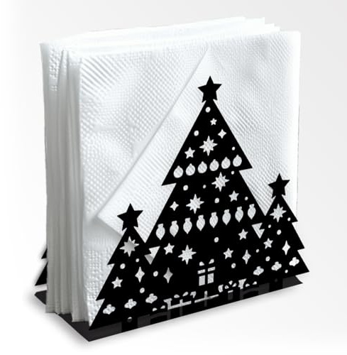 Doodlream Weihnachts Serviettenhalter In Tannenbaum Optik Dekorativ Metall Schwarz Serviettenhalter Stehend 13.5 x 12.5 x 5cm für Zuhause Küche Restaurant Picknick Party Kaffeebar Esszimmer