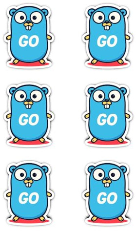 Laminierte Aufkleber: 50 mm, 6 Stück - Go Gopher Nerd Sticker wasserfest für Laptop Notebook