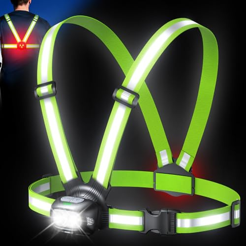 Mohard Lauflampe Joggen mit Rücklicht, 500LM Lauflicht, Wiederaufladbare | 9 Modi Brustlampe zum Joggen, 45° Verstellbar, IPX4 Wasserdicht Running Light mit 360° Reflektor Weste für Nachtlauf, Wandern
