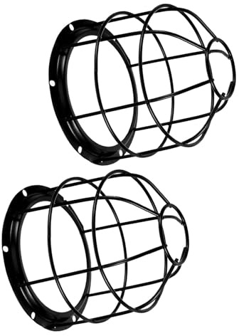 Uonlytech 2 Pièces Cage à Armature Métallique D'abat-jour, Protection D'ampoule en Fer Noir, pour Éclairage Extérieur et Entrepôt