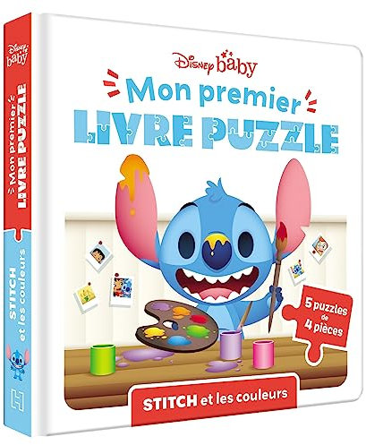 DISNEY BABY - Mon Premier livre puzzle - 4 pièces - Stitch et les couleurs