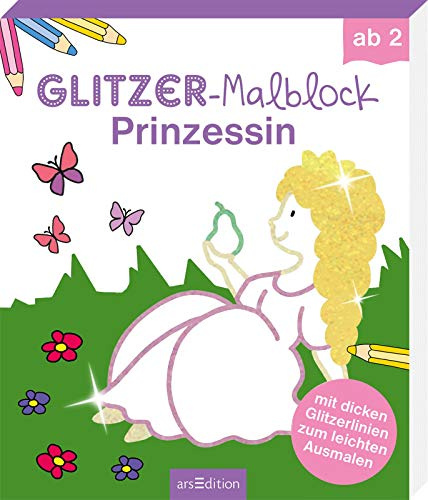 Glitzer-Malblock Prinzessin: mit dicken Glitzerlinien zum leichten Ausmalen