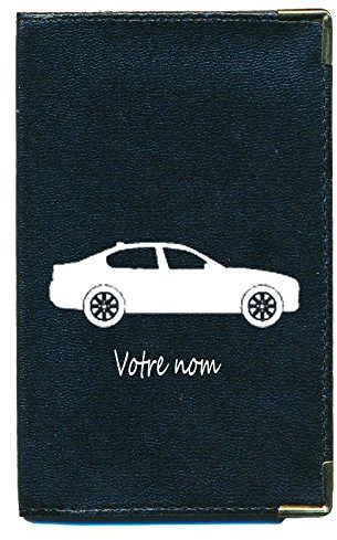 Syl'la Porte Carte Grise et Papier Voiture en Simili pour Femme ou Homme Noir (Voiture personnalisé avec prenom)