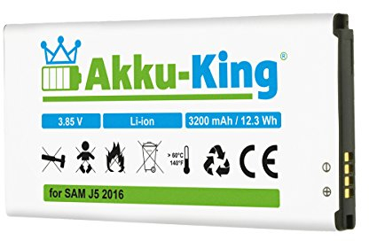 Akku-King Akku kompatibel mit Samsung EB-BJ510CBC, EB-BJ510CBE - Li-Ion 3200mAh - für Galaxy J5 2016 SM-J510FN