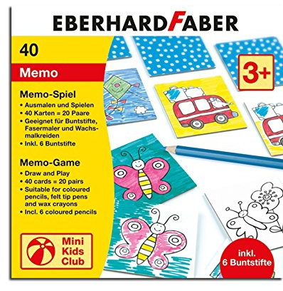 Eberhard Faber 579942 - Memo Spiel zum Ausmalen, inklusive Buntstifte