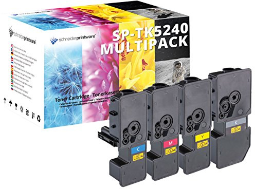4 Schneider Printware Toner | 50 Prozent höhere Reichweite | kompatibel zu Kyocera TK-5240 für Kyocera ECOSYS M5526cdn M5526cdw P5026cdn P5026cdw