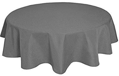 Tischdecke Leinenoptik Leinen Lotuseffekt Wasserabweisend Lotus Rund Ø180 Grau