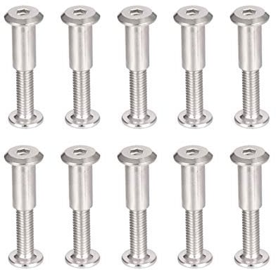 sourcing map Screw Post Fit for 5/16(8mm) Hole Dia, Male M6x20mm, Female 6x18mm Belt Buckle Binding Bolts Leather Fastener Carbon Steel 10 Sets