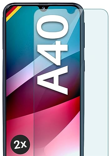 moex ShockProtect Panzer Schutz Glas für Samsung Galaxy A40 Schutzfolie 9H Härte, Panzerfolie kratzfest und bruchsicher, HD Displayschutzfolie Ultra-Klar, Schutzglas Folie, 2x Stück