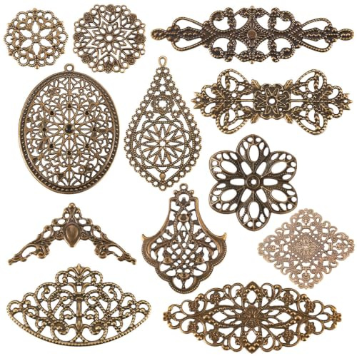 PandaHall 120pcs / Box Filigraner Wickelanschluss Antike Bronze Links Wickelanschlüsse Charms Anhänger für die Schmuckherstellung