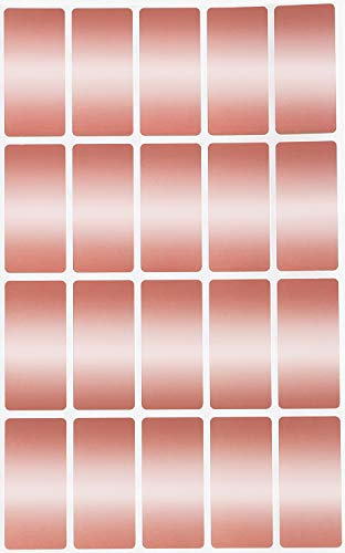 Royal Green Metallic Rose Gold Rectangle Labels, 40 x 19mm, 300 Pack | 300 metallic rose gold rectangle labels for organizing, color coding, gifts, packaging, and identification.