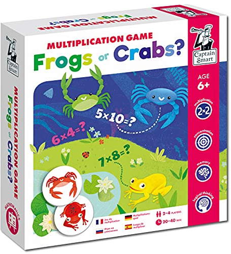 Captain Smart Lernspiel für Kinder, Frösche oder Krabben Mathe, Zahlen, Addieren & Subtrahieren Brettspiel für 6 Jahre alte Jungen & Mädchen 2x2 Spieler Geschenk für Kinder ab 6 Jahren