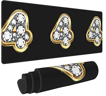 Mausmatte Mauerwerk Silber und Bling Noble Nummer 4 Personalisierte Locking Edge Laptop Mauspad rutschfeste Gummibasis 30X80CM