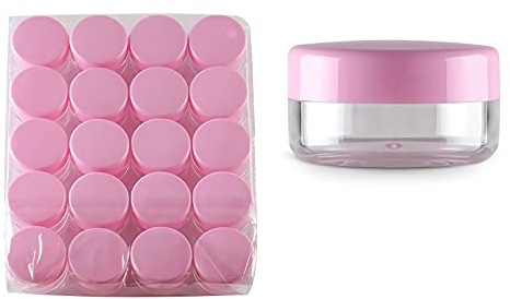 TIANZD 70 Pièces Vides Petit Rond Pot en Plastique Transparent 3 ml avec Couvercle Rosé, Cosmétique Pots de 3 g pour des Produits Cosmétiques D'art D'ongle D'échantillons Contenant