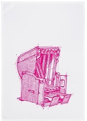 Geschirrtuch weiss, STRANDKORB, neon pink