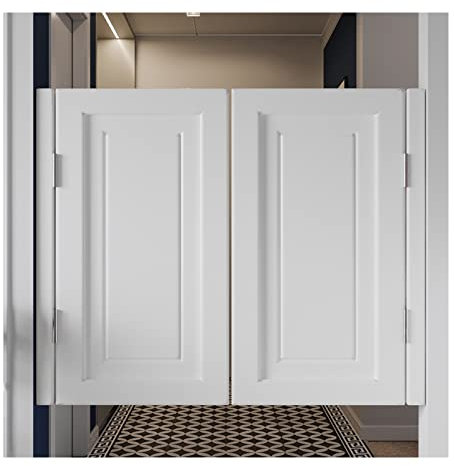 CHAXIA Hölzern Weiß Schwung Türen, Selbstschließend Klapptür, Traditionell Zauntore Zum Gang Garten Terrasse, Anpassbar (Farbe : Weiß, Größe : 85x80cm)