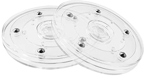 Bivethoi Mini-Organizer, 10,2 cm, transparentes drehbares Tablett, 2 Stück | Acryl-Kugellager, kleiner drehbarer Sockel, für Küchentisch, Gewürzregal, für TV, Laptop, Computer-Monitor