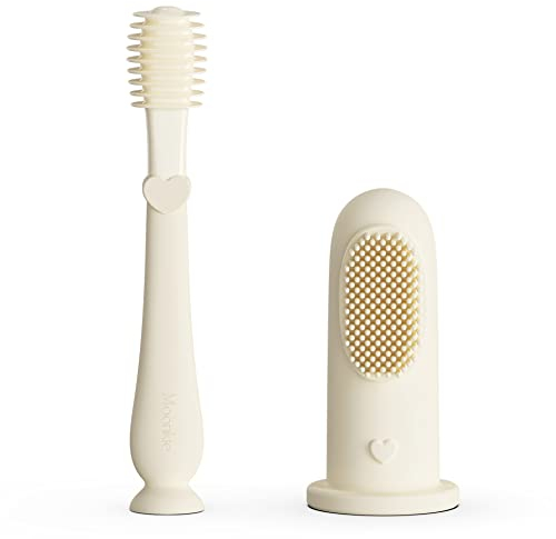 Moonkie Baby Fingerzahnbürste Zunge Mundreinigungsset für 3 Monate +, 2 Stück (Lvory)