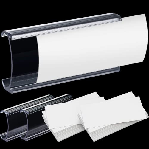 Etikettenhalter aus Kunststoff, Metro-Regal-Etikettenhalter für Drahtregal-Clips mit Papiereinsätzen, Clips an Regalen, kompatibel mit 3,8 cm Regalen, 80 Stück