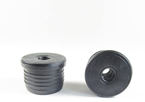 ajile Embout Insert Plastique Rond Noir pour Tube de diam. Exterieur 35 mm épaisseur 1,6 à 2,0 mm Fileté Taraudé Diam. 10 mm (M10) - Sachet de 4 pièces