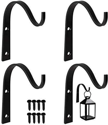 2PCS Small Hanging Basket Brackets Outdoor Wrought Iron Wall Hanging Hooks Wall Hanging Bracket Plant Hooks Hanging Plant Hook Plant Brackets for Hanging Baskets Bird Feeders Wind Chime Lanterns