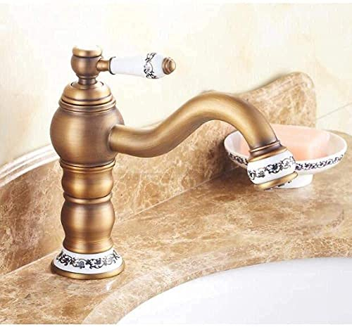 Wasserhahn Messing Chrom Blau und Weiß Porzellan Waschbecken Wasserhahn für heißes und kaltes Waschbecken Made in China