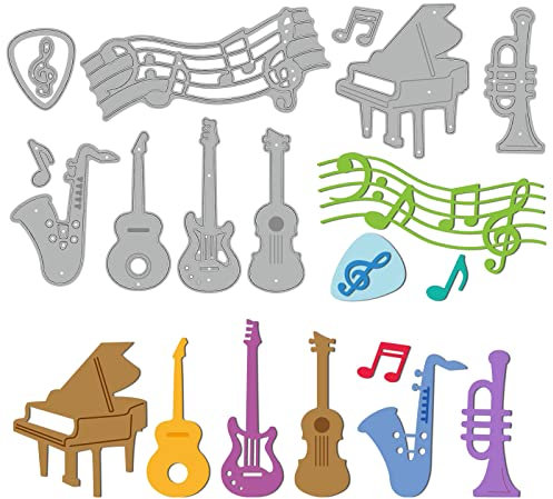 GLOBLELAND Musikinstrument Klavier Gitarre Stanzformen Für Musikliebhaber Westliche Instrumente Prägeschablonen Vorlage Für Dekorative