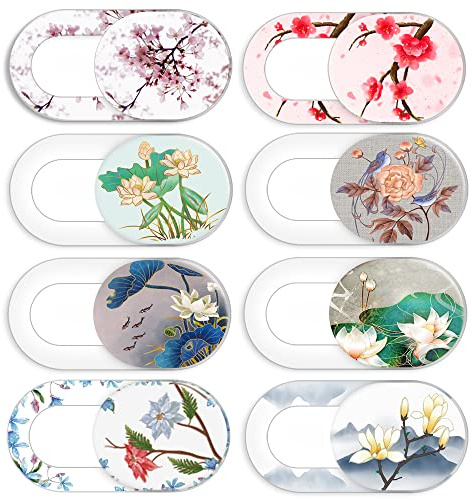 Laptop Camera Cover Slide Cute Flower 8 Pack, Webcam Cover Slide Phone Camera Cover, Ultra-Thin Computer Camera Cover Slide Blocker Slider Fits iPhone MacBook Laptop, Desktop, PC, Tablet