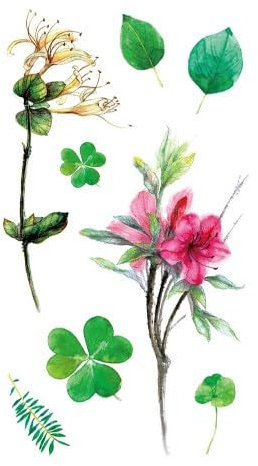 10 pcs Fake Tattoos Kleine Frische Literarische Liebe Vierblättriges Kleeblatt Lilie Aufkleber Wasserdichte Farbe Temporäre Tätowierung Männer Und Frauen
