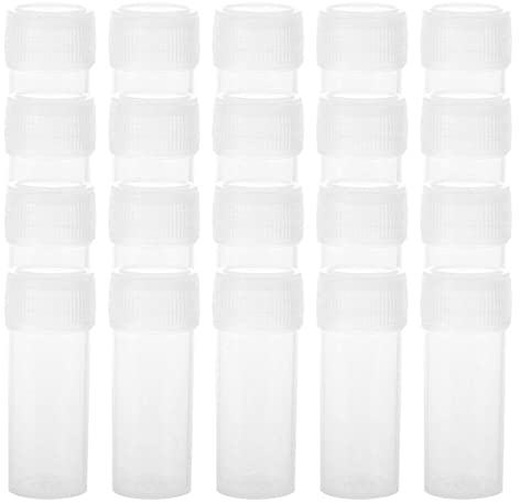 20 Stück 5 ml Kunststoff Reagenzgläser Probenflaschen Behälter Pulver Handwerk Schrauben Flaschen für Büro Schule Chemie Zubehör Mode Nachhaltig Mode Nachhaltig Mode