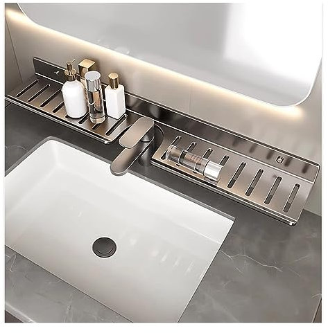 Shelf Organizer Over Faucet, U-Shaped Recess Design Wall Mounted Sink Storage Rack for Bathroom, Kitchen, Toilet, Laundry (Size: 60cm)