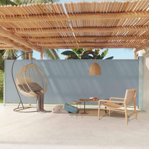 AUVYI Seitenmarkise aus Stoff (100% Polyester) mit PU-Beschichtung 180x600 cm Grau Seitenmarkise Terrasse Seitenmarkisen Zum Ausziehen Seitenmarkise Garten Windschutz Fuer Balkon Sichtschutz