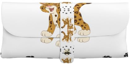 OdDdot Tragbares Brillenetui aus Leder mit niedlichem Frosch-Aufdruck, weiches Sonnenbrillenetui, Sonnenbrillenetui, Niedlicher Jaguar-Baby, One size