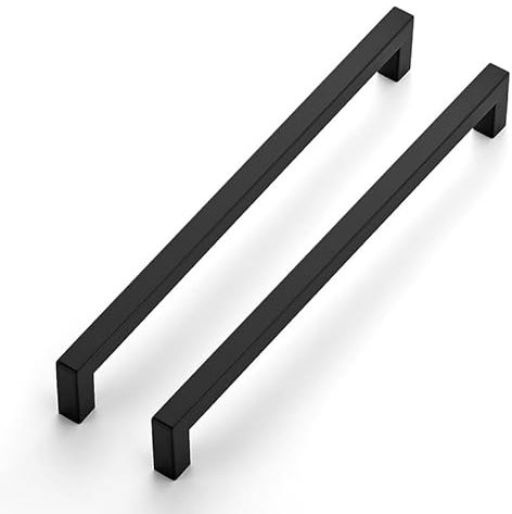 Ravinte 25 tiradores de armario de 256 mm, color negro, para armarios de cocina, tiradores cuadrados, para muebles, de acero inoxidable, para tiradores de cocina