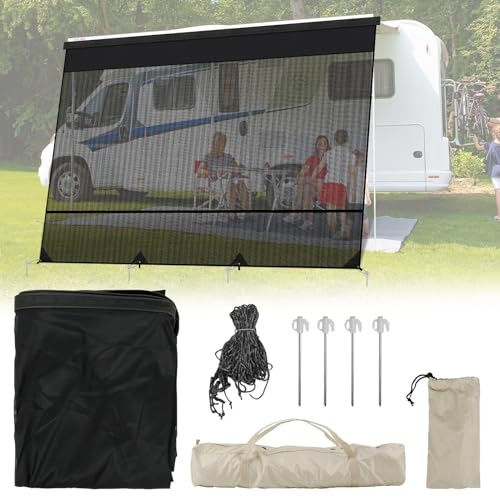 Protección Solar para Autocaravana 3,4 x 2,1 m, Toldo Universal Pantalla Privacidad, Pantalla de pared Frontal, Protección Solar, pared Lateral, para Caravana, Camping, tienda de campaña de privacidad
