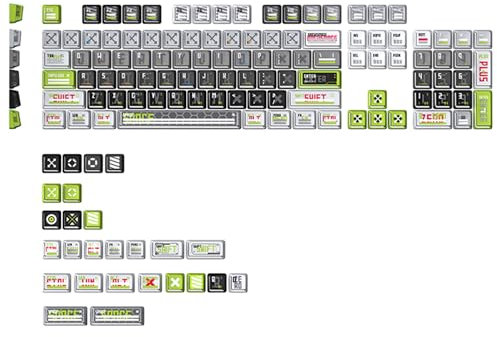 ZH CAPXXX Remodeling Plan PBT + PC Translucent Keycap Set, 130 Tasten, Gradient L-förmig Transluzent PBT 5 Sided Dye-Sublimated, für DIY Mechanische Tastatur, OEM-Profil - Gradient Grün