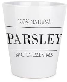 Maceta minimalista de perejil, ingredientes de cocina, pequeña maceta de cerámica para interiores con agujero de drenaje, regalo para el hogar, maceta de 9 cm de diámetro