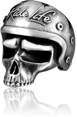 Caiduoduo Totenkopf Ringe Herren Domineering Biker Brief Ring Edelstahl Ringe