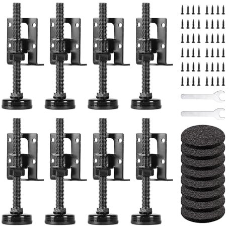 Ohiyoo Lot de 8 pieds de nivellement robustes M10 réglables en hauteur pour établi, table, armoire, armoire