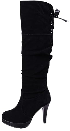 WKAYsIV Ginocchio-Equitazione-vestibilità-Stivali Stivali Alti alla Coscia da Donna, Lunghi sopra Il Ginocchio in Pelle Scamosciata Elasticizzata Donna Uomo 39 29.99