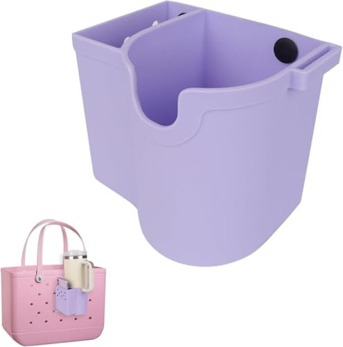 Angaekkot Bogg Bag Cup Holder and Mobile Phone Holder, Stanley Cup Bag, Beach Shopping Bag Attachment Accessories, Drink Holder Accessories, Bogg Bag Accessories for Rubber Beach Carry Bags (Purple)