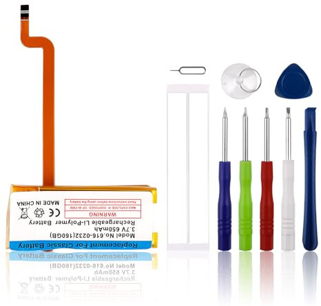 New SwarKing Ersatz Akku 616-0229 616-0227, 616-0232 Kompatibel mit MP3 Video Player – A-p-p-l-e iP-o-d Classic 6th Generation 80GB 6G 80GB, A1138 & i-P-o-d 5th 5.5 Gen as 0227 with Toolkit